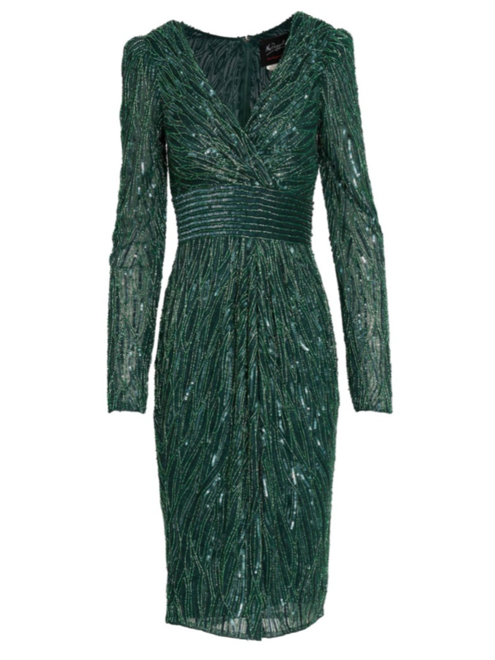 Mac Duggal 4632 Emerald Green Sequin Long Sleeve Dress Size 8 NWT